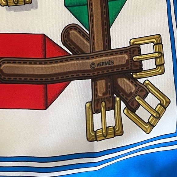 HERMES Silk Scarf Les Sangles 90cm design Jacques Eudel 1967 EUC Circa1980s - Picture 10 of 13